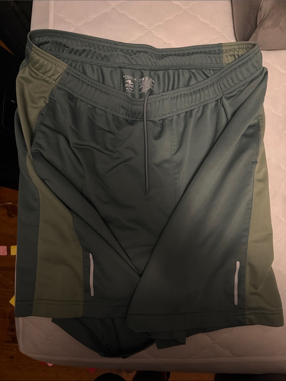 Athletic Works Two-Tone Olive Green Athletic Shorts